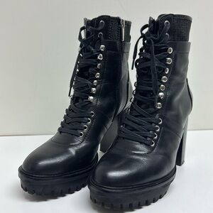Used, Vince Camuto Lug Heel Boots, Black, Size 8